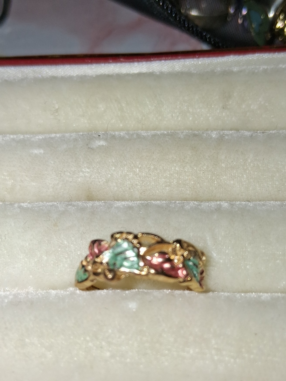 Gold Tone Multicolor Leaf Band Ring - Women Jewelry